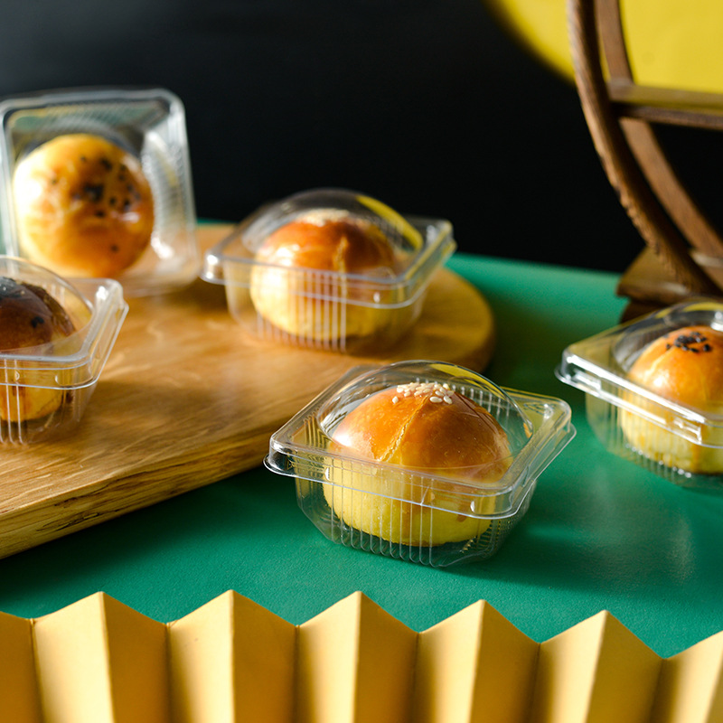 蛋黄酥包装盒透明吸塑盒加厚款带盖单个装雪媚娘蛋黄酥包装盒子