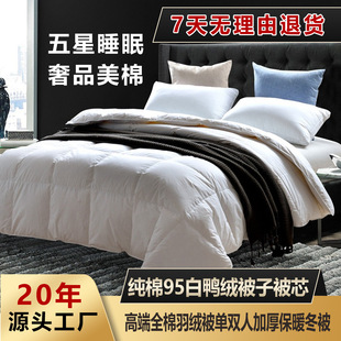 Custom wholesale high-end cotton down quilt single double thick warm winter quilt cotton 95 white duck down quilt core