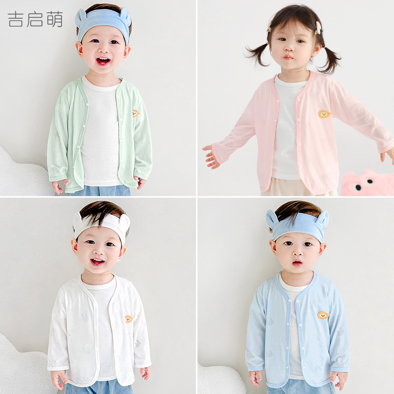 Ropa de protección solar para bebés, chaqueta de punto delgada para niños de verano, niños y niñas, ropa de verano, chaqueta con aire acondicionado, ropa de bebé