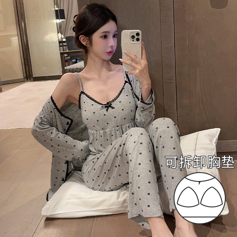 D85302 3종세트(가슴패드 포함) 포그그레이 플라워