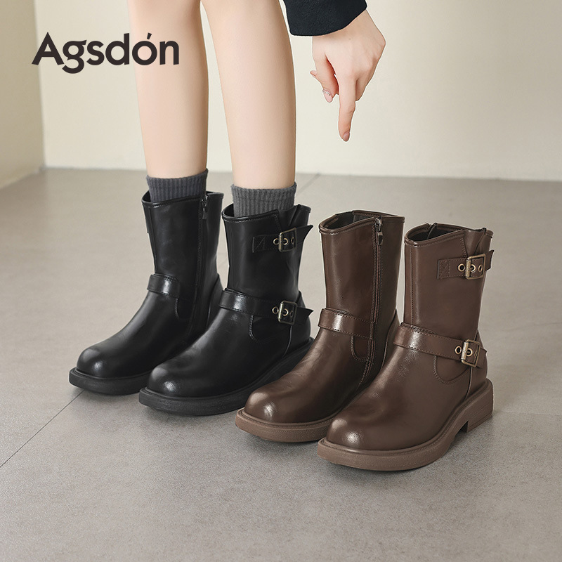 Augusto Lion Brown Martin botas para mujeres 2026 nuevo otoño retro botas británicas pequeñas botas de suela gruesa