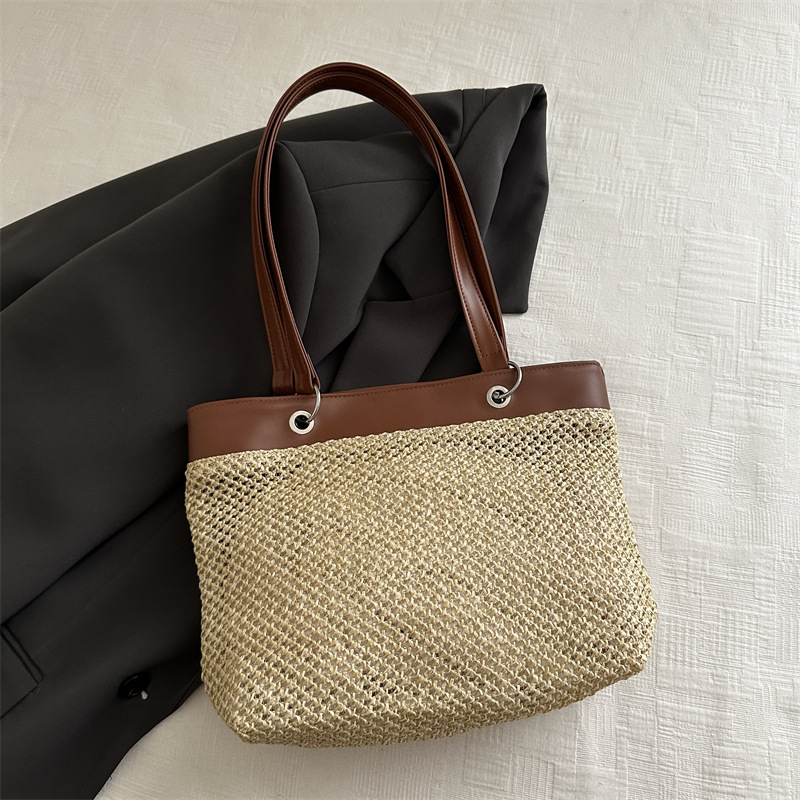 Modische Geflochtene Strohtasche Für Damen Große Schultertasche_voghion.com