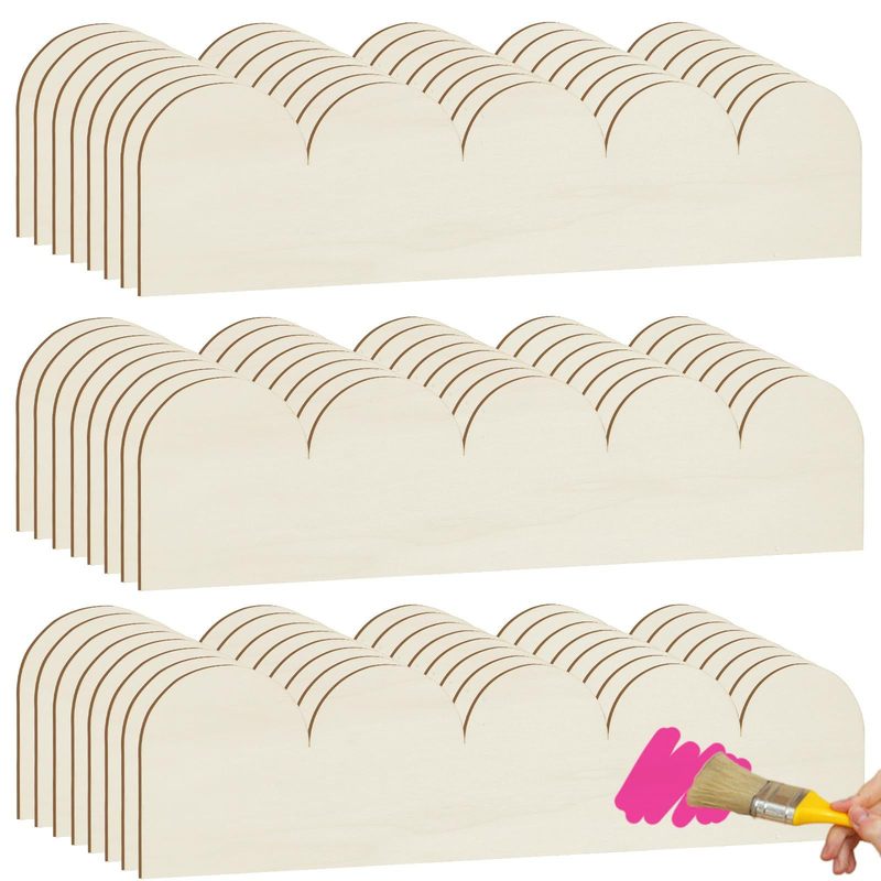 Cross-Border Fan-Shaped Wooden Decorative Wavy Molding Strip, Wooden Decorative Strip for Home Wall Furniture DIY Decoration