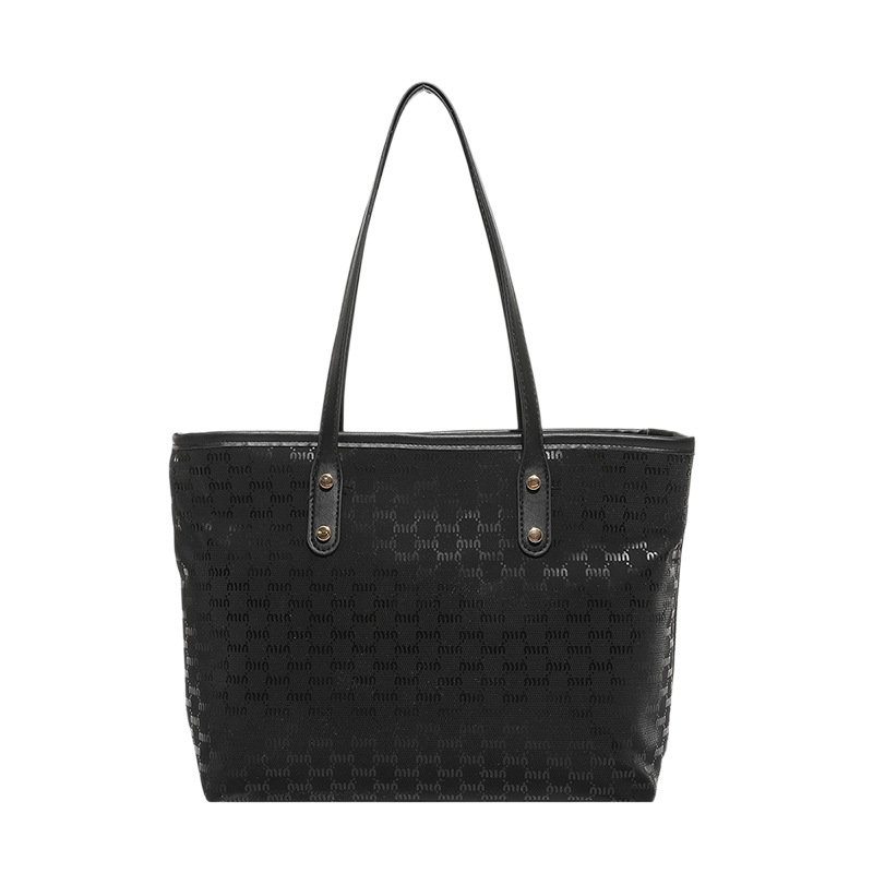 Moda transfronteriza letras reticulares portátiles bolsas de mano simples bolsas de mujer 2025 nuevo hombro de gran capacidad bolsas de brazo de marea