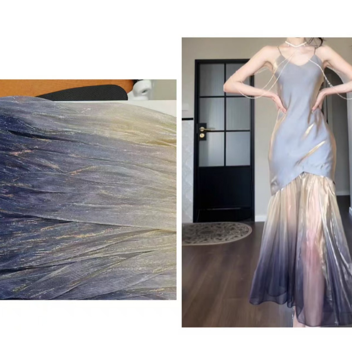 渐变亮丝网纱 百褶渐变网布 涤纶幻灯丝 百褶裙 装饰布 工厂直销