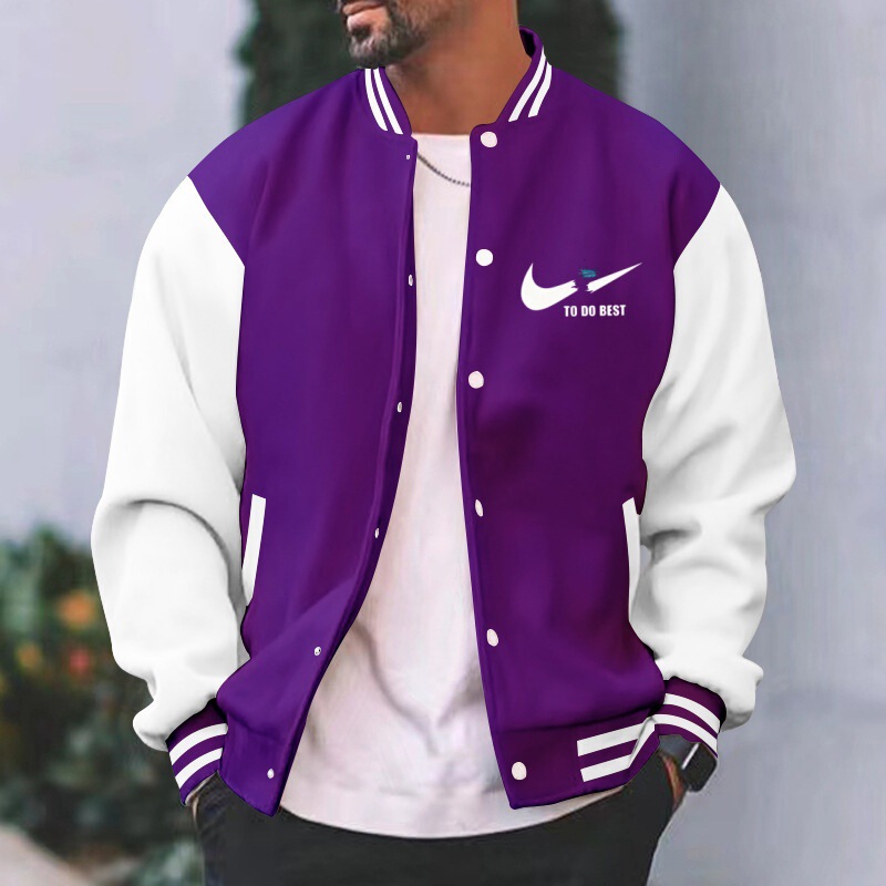 Oversize Men's Varsity Baseball Jacket with Color-Blocked Raglan Sleeves, Retro Casual Commuter Long Coat Oversize Men's Varsity Baseball Jacket with Color-Blocked Raglan Sleeves, Retro Casual Commuter Long Coat