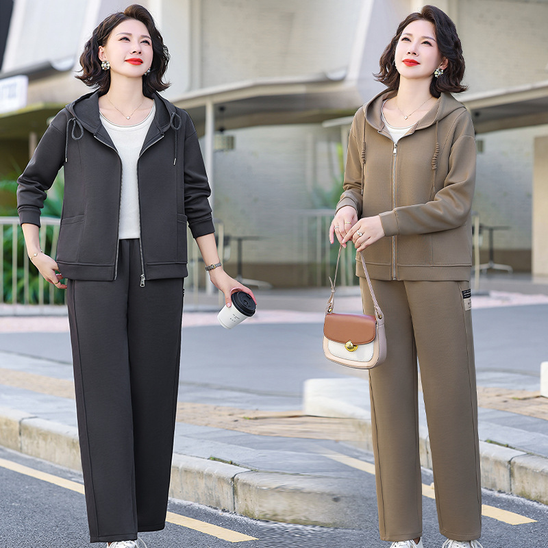 妈妈秋装新款运动套装40岁50中老年女春秋休闲两件套长袖上衣外套|undefined