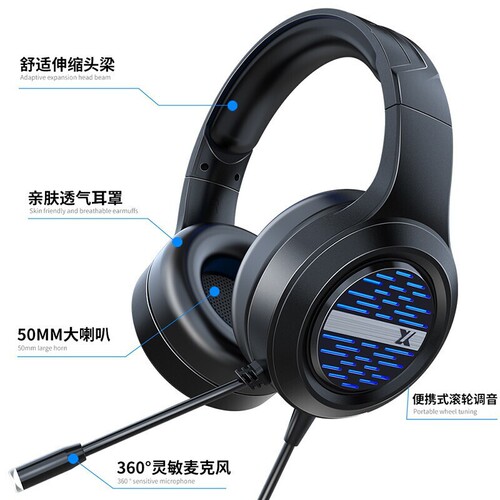 Forerunner X12 headset game e-sports wired USB dedicated Internet cafe notebook headset pink noise reduction