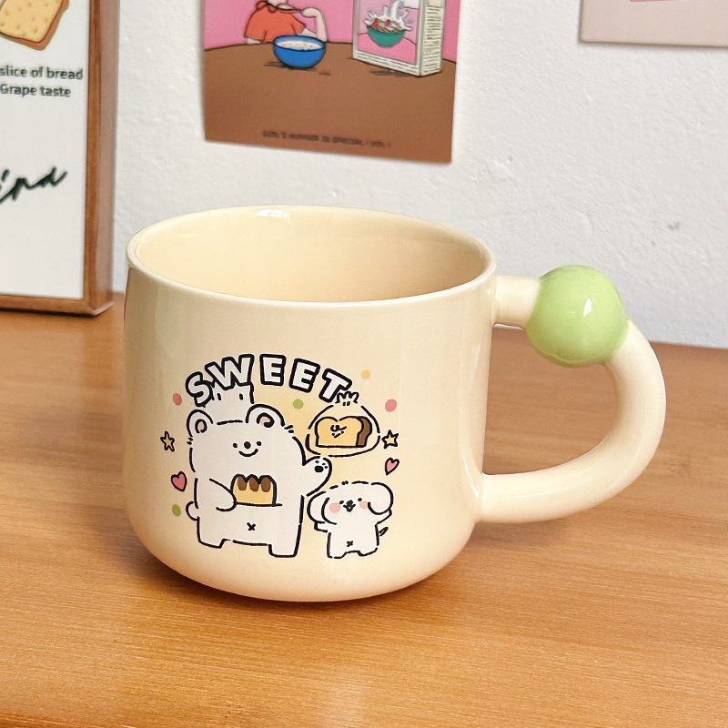 Líneas lindas para cachorros tazas de agua de cumpleaños regalo de mano tazas de cerámica de oficina tazas de café con tapa tazas de pareja