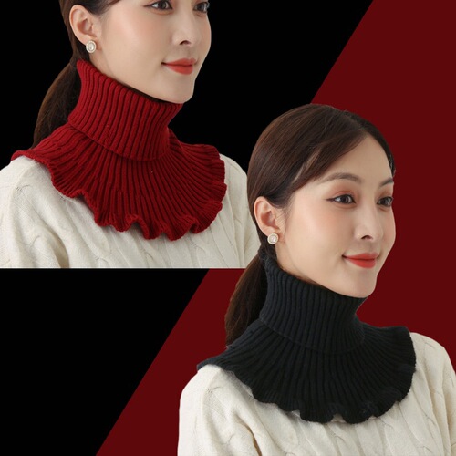 Neck Gaiter for Women, Hooded Autumn/Winter Warmth Cervical Protection Neck Cover, Versatile Solid Color Elastic Knit Decorative Collar Scarf