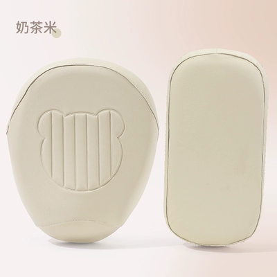 Electric car cushion – scooters - embossed-bear-front-seat-cover-rear-seat-cover-milk-tea-beige