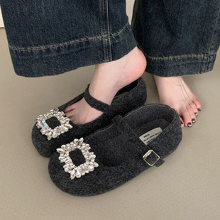 ��ʽ�߼��л�ɫ���^ƽ��ˮ�ë�؆�ЬŮ�ﶬ���ӽq��ů������Ь��