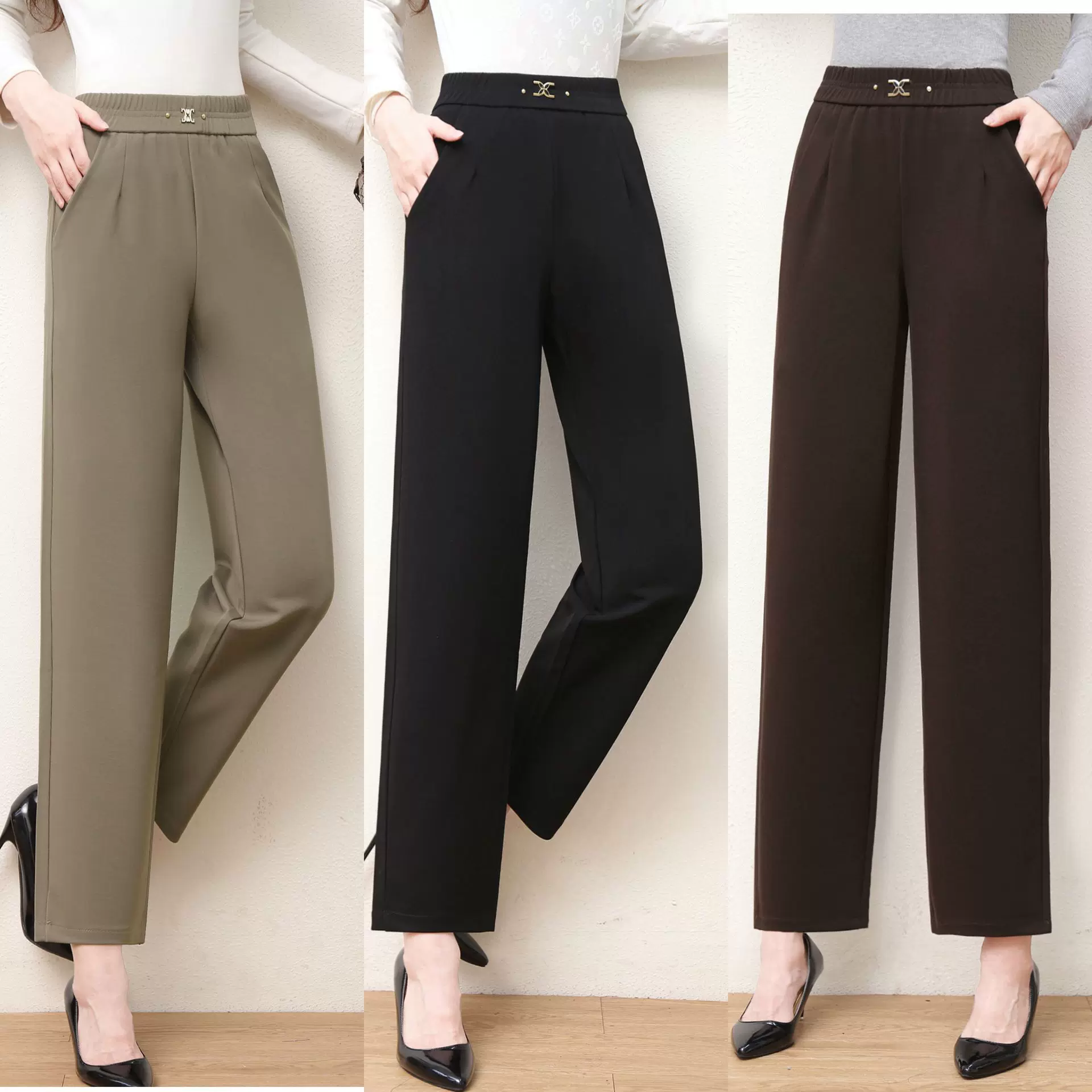 黑色西装裤女哈伦裤垂感高腰显瘦宽松长裤西裤春秋休闲烟管裤子