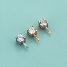 S925纯银单钻吊坠扣王妃珍珠扣DIY手工粘珠水晶玛瑙圆珠扣DIY配件