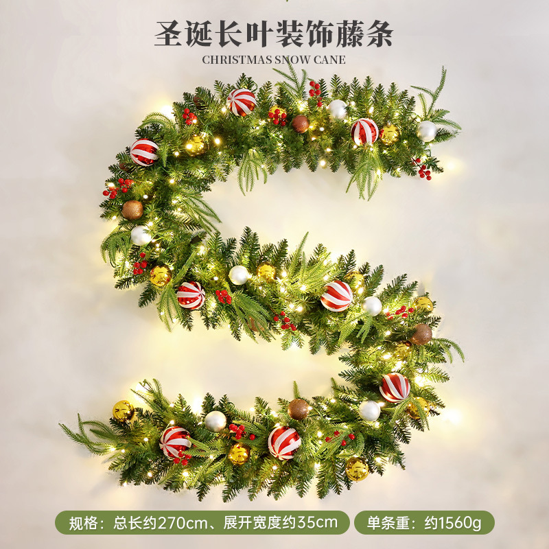 Simulación transfronteriza decoración navideña ratán aguja de pino fruta de pino decoración navideña decoración de pared diseño de atmósfera simulación ratán navideño