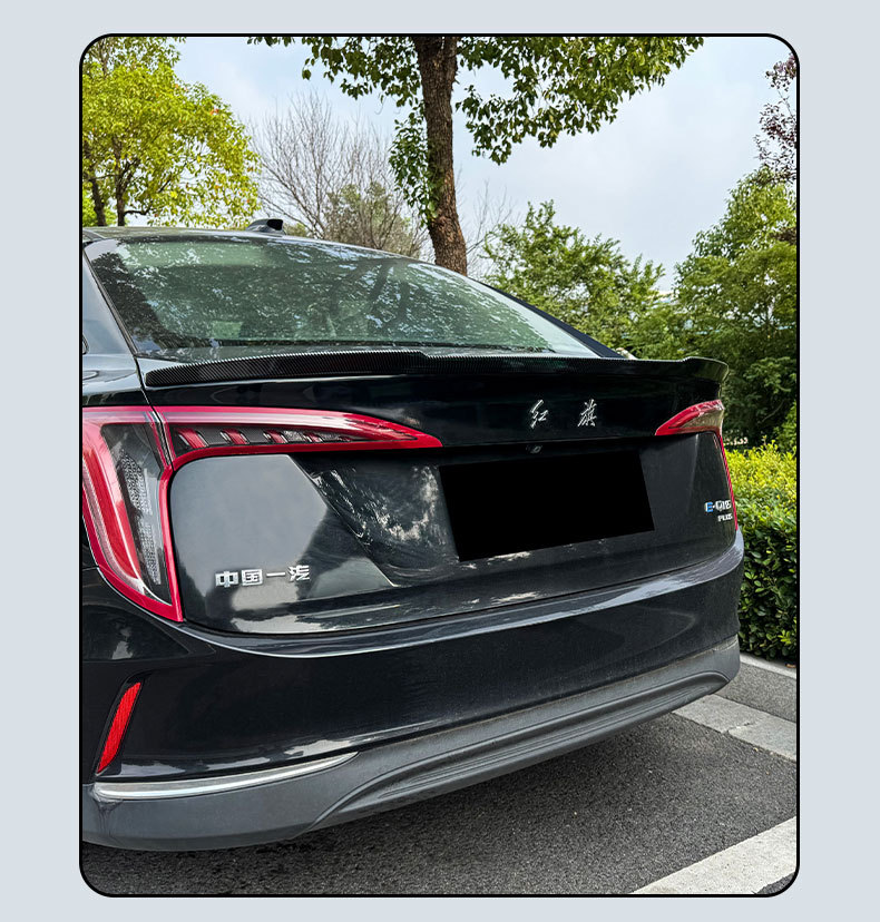 Suitable for Hongqi E-Qm5 Car Rear Wing Blade Sports Carbon Fiber Pattern Punch-Free Compliant New Fixed Wing