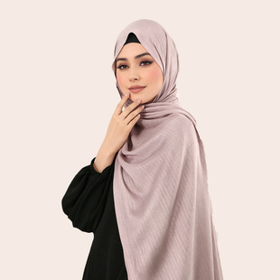 Cross-Border New Solid Color Breathable Gold Silk Fringe Polyester Long Scarf Versatile Fashion Malay Shiny Silk Turban Scarf for Women