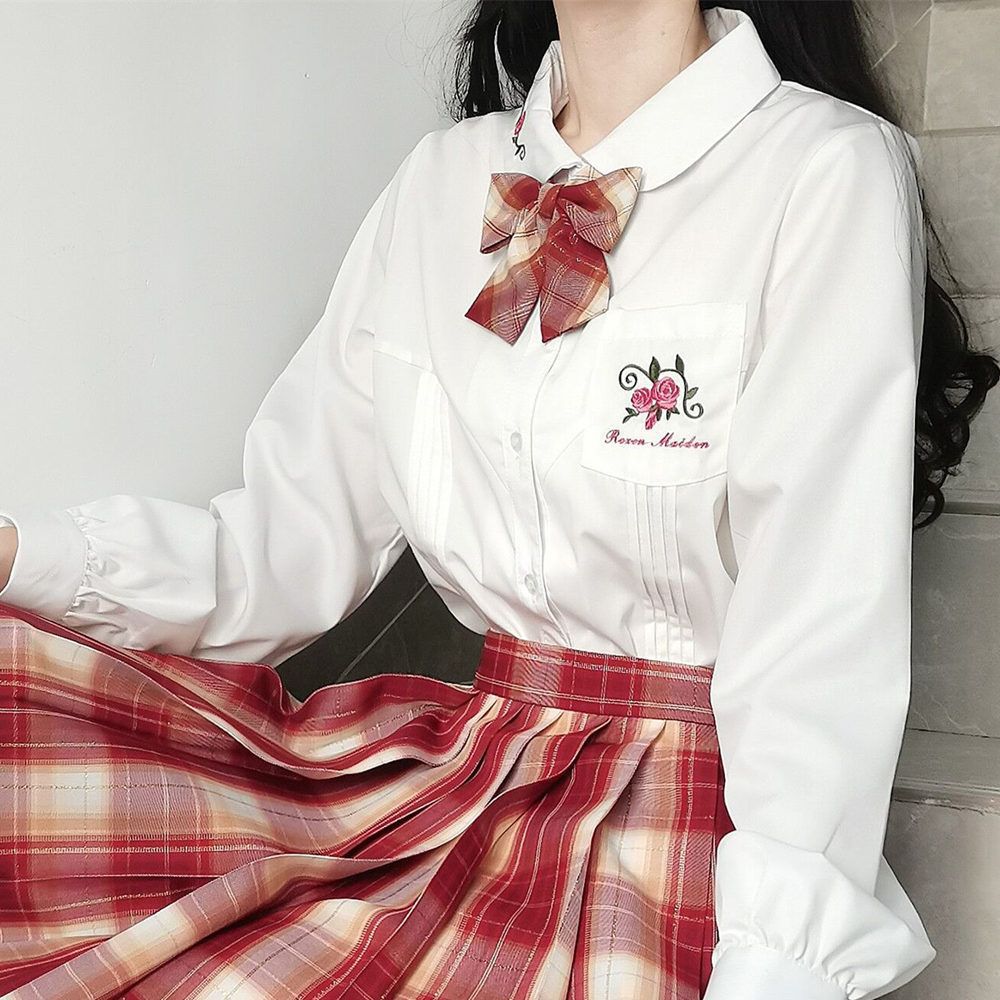 재고 도매 오리지널 (꽃에 관하여) JK 유니폼 셔츠 여성 긴 소매 학생 흰색 셔츠 최고 가을과 겨울