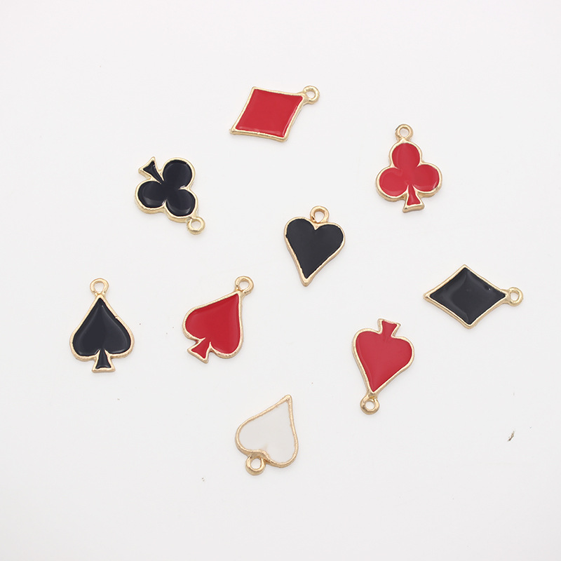 Basic, Modern Style, Classic Style Style 10 PCS/Package 12*16mm Alloy Poker Heart Shape Pendant DIY Jewelry Accessories Bracelets