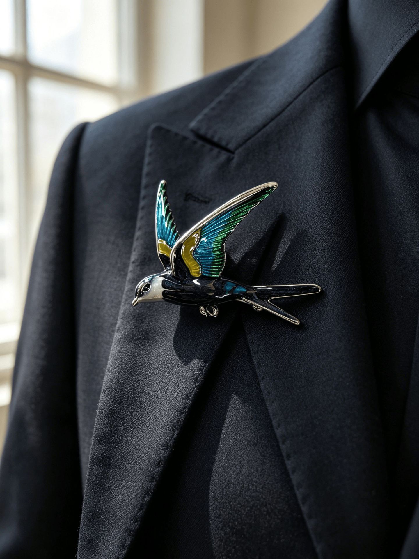 Chinese-Style Retro Enamel Animal Brooch, Elegant and Luxurious Swallow Brooch, Bird Pin, Versatile Clothing Accessory, in Stock