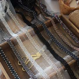 8色批发手工diy饰品配件服装辅料手工钉珠珍珠花边领腰带饰品材料