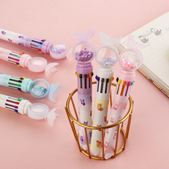 Cartoon Butterfly Ten-Color Round Ballpoint Pen, Student Multicolor Squeeze Oil Pen, Multifunctional 10-Color Stationery Journal Pen