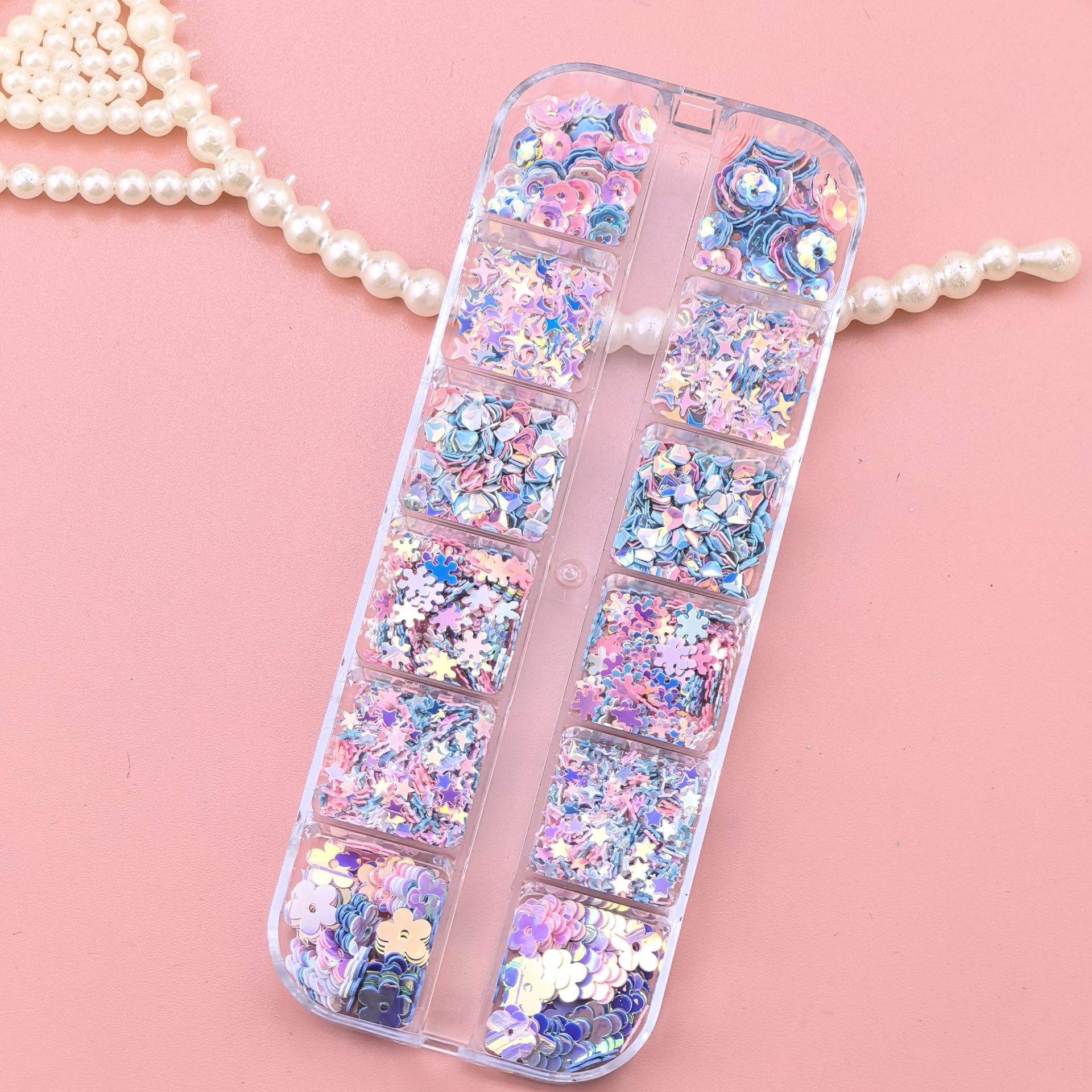 Star, Flower Pattern Casual Elegant Lady Star Flower Sequin Nail Decoration Accessories