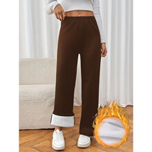 D 44901 White Fluffy Wide Leg Winter Pants �������ѝ