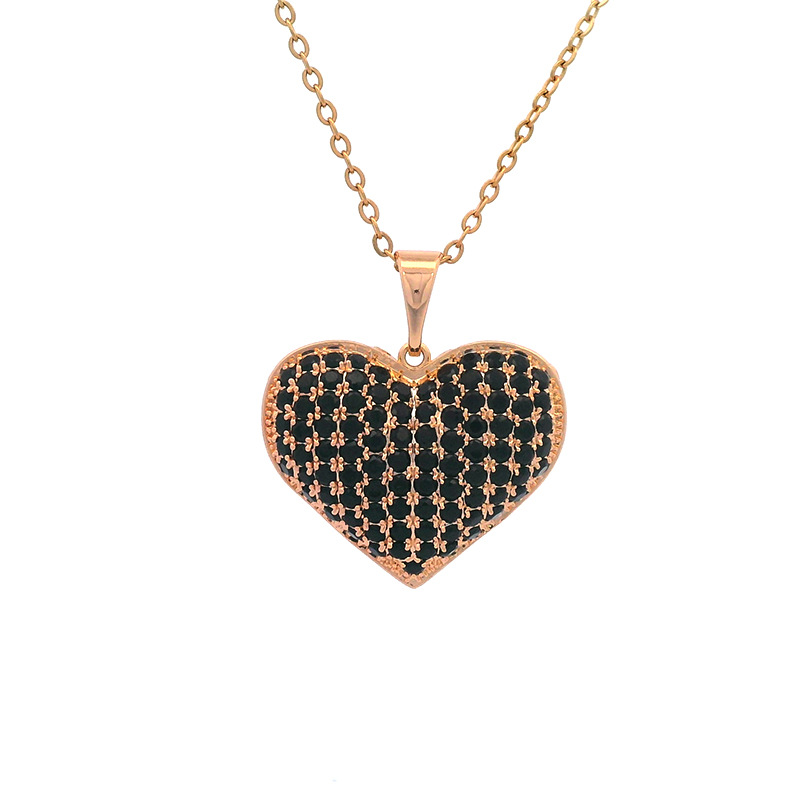 Color 18k chapado (piedra Negra - colgante único sin cadena)