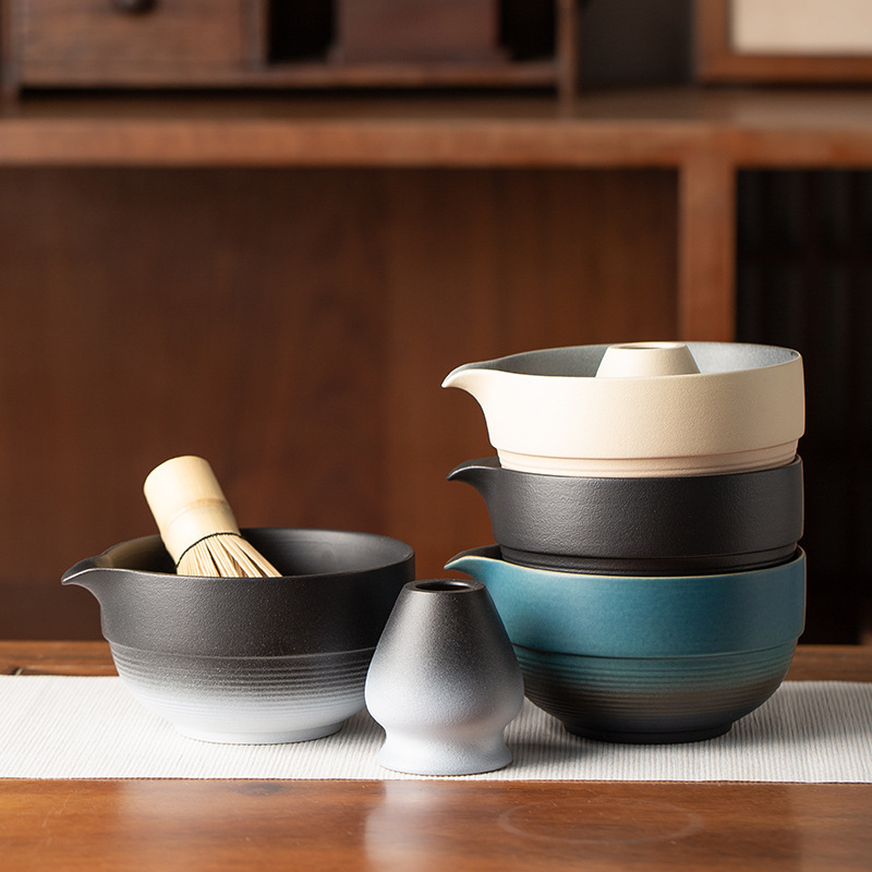 日本製抹茶ボウル、抹茶陶器茶碗、宋代茶道具、茶杯、泡立て器、抹茶ブラシ、茶筅セット|undefined