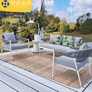 Outdoor Rope Sofa Combination Dining Chair Dining Table Restaurant Hotel Courtyard Outdoor Villa Homestay Leisure Garden Furniture