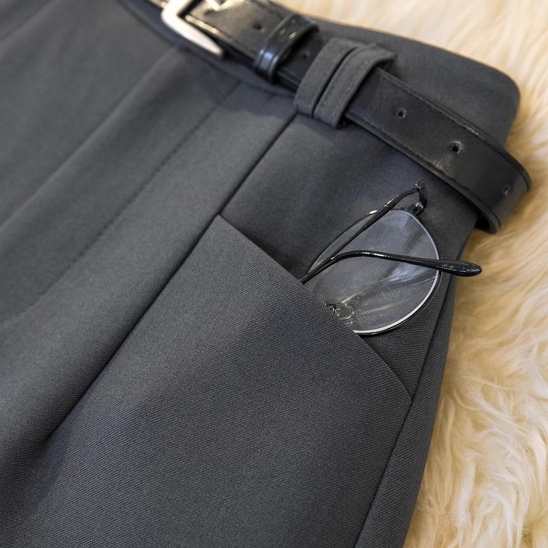 Quần short vest nữ cạp cao dáng chữ A ống rộng size lớn — Màu đen (thắt lưng miễn phí) chi tiết 5