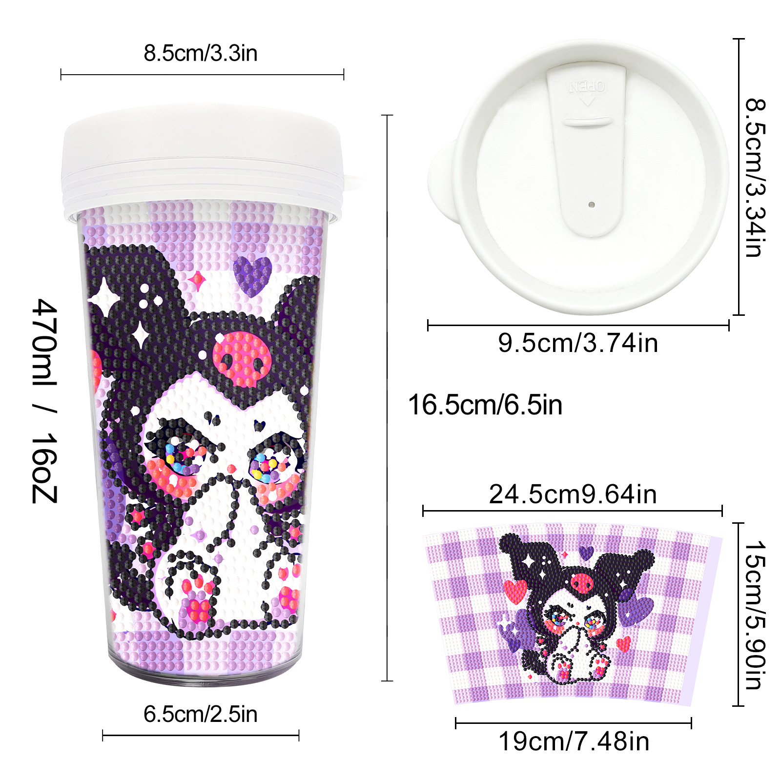 Pintura de diamantes seleccionada nueva taza de bricolaje pintura de diamantes completa etiqueta de artesanía de diamantes botella de agua para beber distribución al por mayor