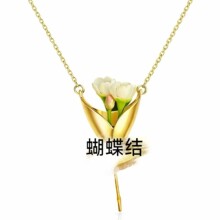 欧美复古风玫瑰DIY花束项链 唯美轻奢锁骨链 小众设计吊坠饰品