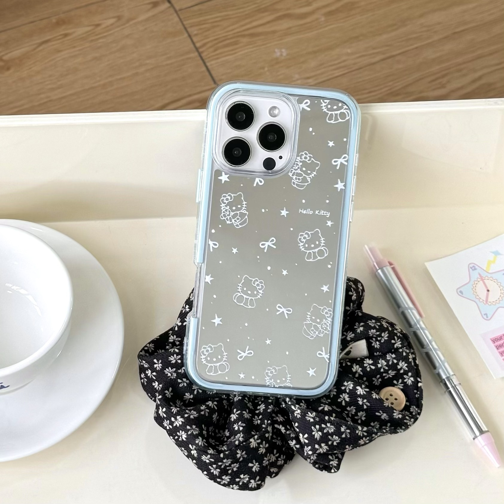 Línea de espejo simple arco KT gato para Apple 16ProMax dos en uno 15/14 funda para teléfono móvil 15Pro