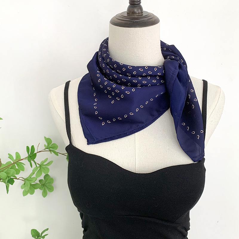 70 bufanda cuadrada de seda de imitación, bufanda de seda de flor de anacardo retro de alta calidad, pañuelo para el cabello, bufanda multiusos, chal superior de tubo