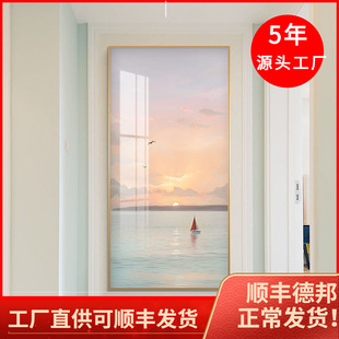 Hallway Decorative Painting Nordic Sea View Oil Painting Crystal Porcelain Hanging Painting Floor Painting Living Room Corridor Aisle Modern Simple Mural Painting