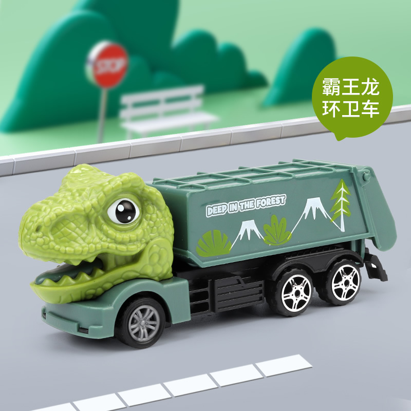 Dinosaurio de dibujos animados Ingeniería juguete para niños coche traje niño rompecabezas Tyrannosaurus excavadora coche grúa resistente a la caída