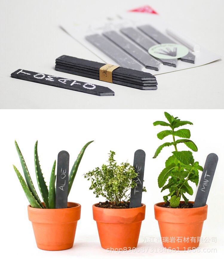 Etiqueta de pizarra natural palo de la planta creativa pizarra jardín flor artesanía listado diseño suministro directo de fábrica