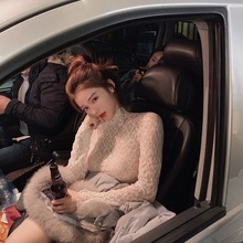 半高领蕾丝透视打底衫网纱内搭木耳边秋冬季内穿镂空打底长袖上衣