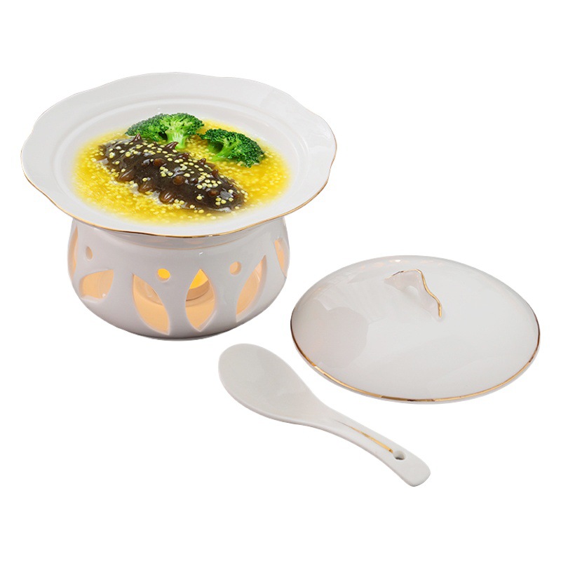 Phnom Penh Bird's Nest Stew Pot Fish Glue Liao Cucumber Pot Sea Cucumber Abalone Pot Fins Pot Bowl with Lid One Candle Heating Tableware