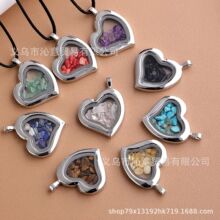 厂家直销 欧美潮流天然石碎石玛瑙歪心玻璃瓶时尚吊坠款项链环保