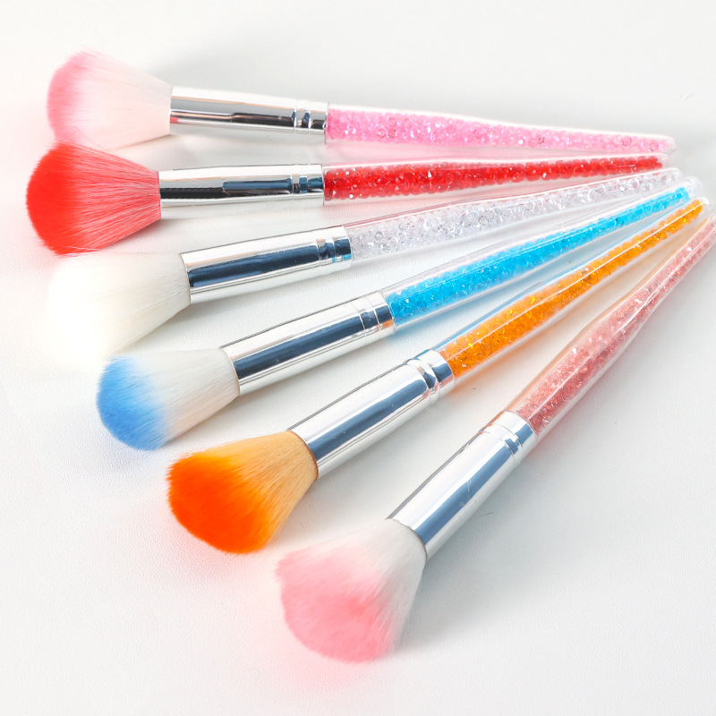 Princesa cepillo de uñas cepillo suelto polvo de uñas cepillo de rubor mango largo con tubo de perforación cepillo de limpieza de uñas polvo de uñas cepillo de polvo