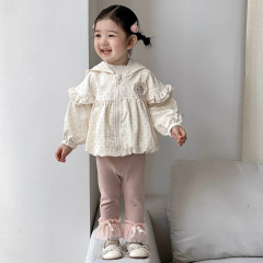 点兮2025秋季新款婴幼儿圆点开衫套装女宝宝连帽外套打底三件套