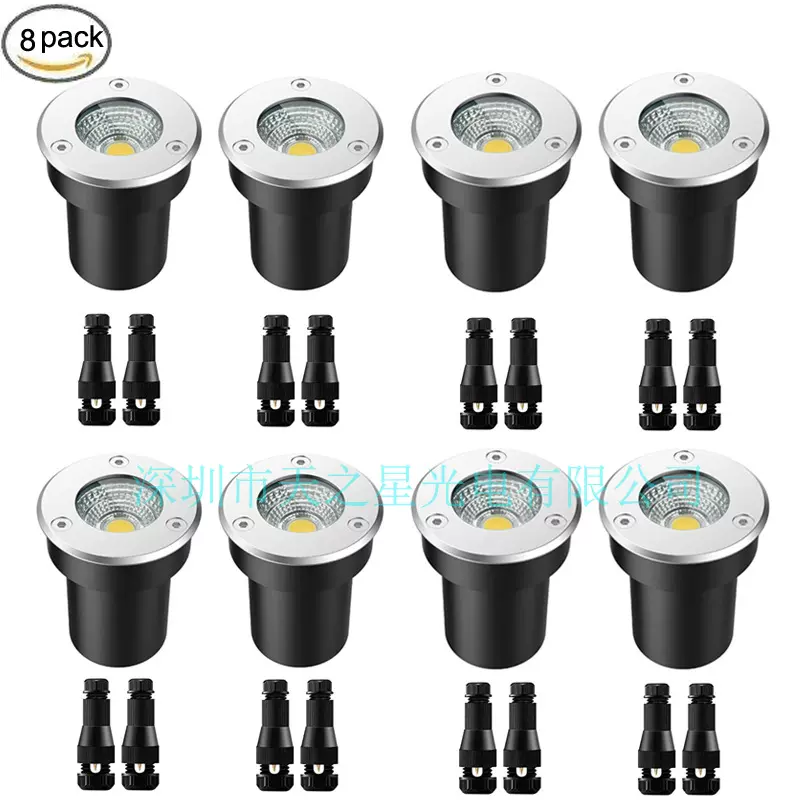 亚马逊热销户热销地灯3w6w井灯低压12v广场庭院台阶甲板cob埋地灯