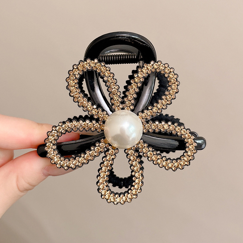 Diamante de malla sol clip clip de cabello de cola de caballo alta sensación de alta calidad clip de cabello versátil detrás del cerebro clip de pescado adornamiento para el cabello