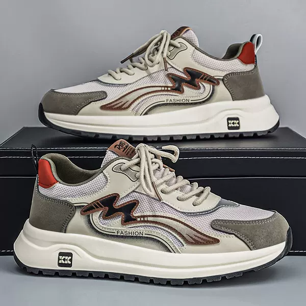 Summer breathable men's shoes, versatile casual youth running shoes, non-slip sports shoes with internal height increase, thick-soled trendy dad shoes