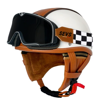 Men's and Women's Four Seasons Cruise Motosiklet kaskı (dəbilqə) - bright-white-orange-peel-rice-frame-goggles-s