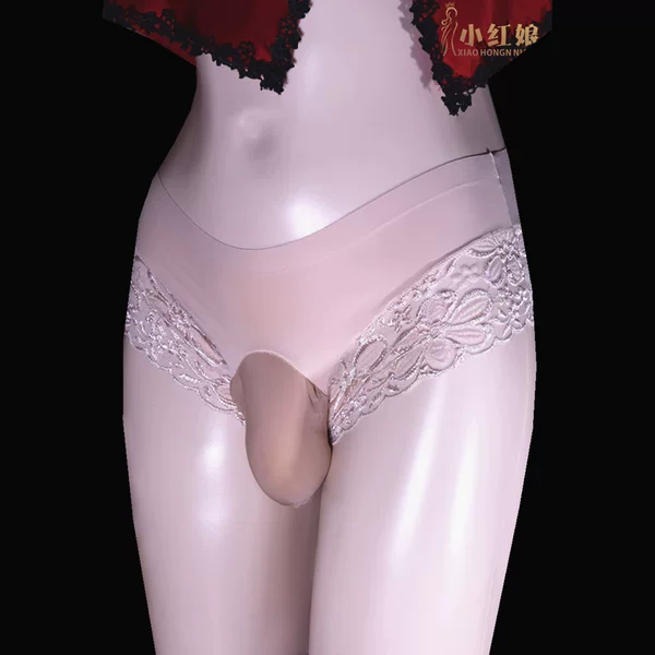 Lace One-Piece Ice Silk Men's Underwear with Pouch, Sexy Butt-Lifting Seamless Thong, Low-Waist Triangle Jj Pouch Underwear