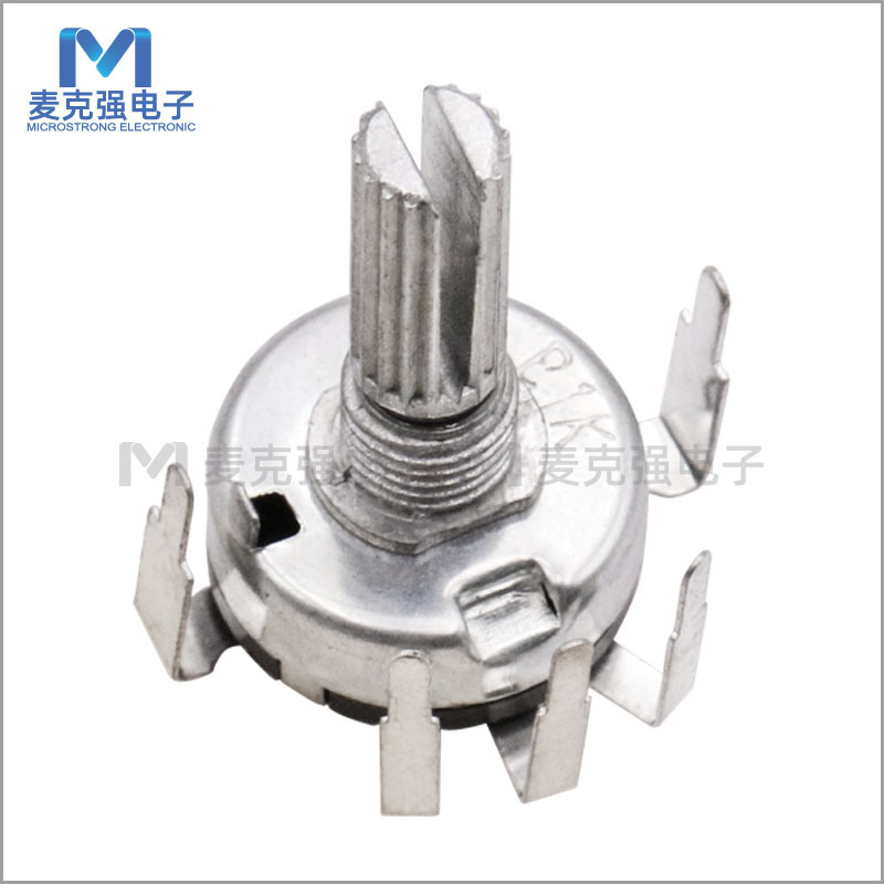 17mm旋转式碳膜带开关电位器RV17-K1 1K B1K柄高20mm反脚式